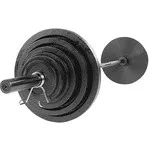 Body Solid 300 lbs. Cast Iron Olympic Plate Set with Black Bar