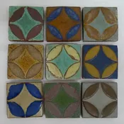 3" Antique Grueby Geometric Tiles — Wells Antique Tile & Pottery