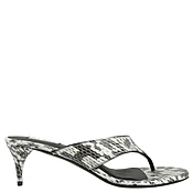 Alaïa Elaphe Thong Mule Sandals in White/Black