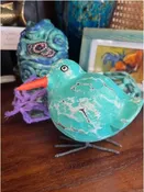 Scurry Beach Bird, Turquoise — Handcrafted Mini Coastal Accent, 4″ x 5″
