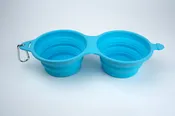 Silver Essentials Double Collapsible Silicone Water Bowl with Closure - Light Blue | 700ml • 2PK | 9006