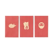 Bamboo Paper Petit Envelope - Red - Lucky Charms (3 Pack)