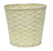 #01105W -8″ Bamboo Pot Cover (Plant Basket) {White}