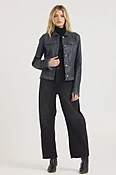 Alexa Burnished Leather Jacket Slate