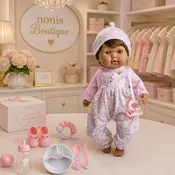 15” Hispanic Soft Body Baby Doll with Elephant Outfit & Accessories 10 Piece Gift Set | Open & Close Eyes | JC Toys Nonis Boutique