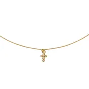 18K Gold Dainty Diamond Cross Pendant Necklace