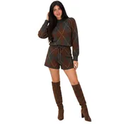 Argyle Sweater Romper - Brown
