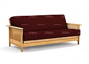 Futon Set - Full Size - Denali Natural Wall Hugger Frame, Mattress w/Removable Solid Cover