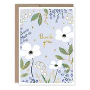 Purple & White Flowers Thank You Card