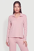 Brushed Knit Johnny Collar Long Sleeve Top