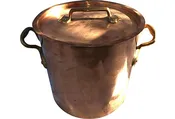 19th-Century French Copper Pot with Lid