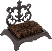 Dark Brown Cast Iron Shoe Scrubber with Vintage Baroque Scrollwork Design, Outdoor Boot Mud Cleaning Dirt Remover Brush