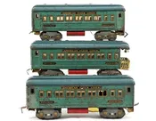 1928-34 AF 3-Piece Passenger Set W/ (2) No. 3281 Pullman Cars & No. 3282 Observation Car — 'Blue Ribbon' Teal