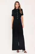 AFTER DARK BLACK BURNOUT VELVET WIDE-LEG JUMPSUIT