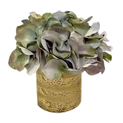 [RESS-AHDAQ] Gold Glass Vase Small - Artificial Hydrangea Aqua