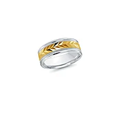 14K White Gold 14K Yellow Gold Gold Plated Engraved Wedding Band 8.0mm
