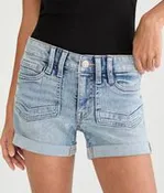 Low-Rise Denim Midi Shorts