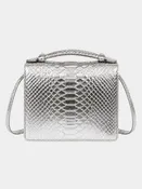 Annapolis Italian Python Leather Handbag Silver