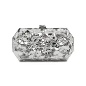 BLUMERA POPPIES SILVER OCTAGON SCULPTURAL METAL CLUTCH