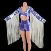 3pc Fringe and Flowers Set in Lavender Ice