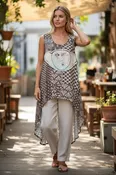 I Love Linen Sleeveless Moon Hi-Low Top