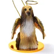 Afghan Tan & White Pet Angel Ornament