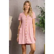 BLUSH FLORET PRINT BUTTON-DOWN MIDI DRESS
