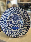 Antique Spanish Fajalauza Bowl From Granada With Custom Heavy Duty Hanging Harness #4, 12.5″ Diameter