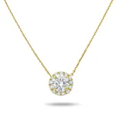 14K & 18K White Gold Round Diamond Pendant & Chain Necklace 2.27ct