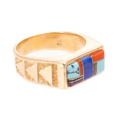 14K Gold Southwest Mosaic Ring