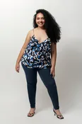 Black and Blue Print Selma Satin Cami Tank Top
