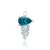 14k White Gold Lab Grown pear 'Paraiba Colored' spinel and Diamond Pendant