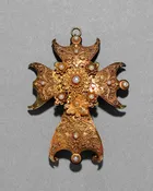 Antique 1800s 18k Gold with Tortoise & Pearl Gold Cross Pin