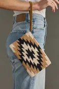 Cream, Black & Tan Western Wristlet