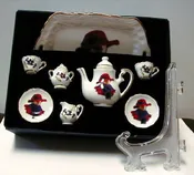 “I shall wear purple” Red Hat Society Miniature Porcelain Tea Se