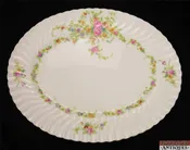 15" Minton Lorraine Oval Serving Platter Gilded Marked Base #s560 White Vintage