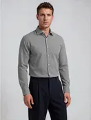 Black Mini-Check Natural Stretch Cotton Dress Shirt