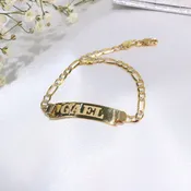 14K Gold Figaro ID Link Baby Bracelet  6.5"
