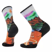 Trail Run Targeted Cushion Singletrack Print Crew Socks ORANGE RUST M