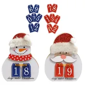 COUNTDOWN CALENDAR MDF TABLE DECOR 2AST W/FUR TRIM 5IN H SANTA/SNOWMAN XMAS LABEL