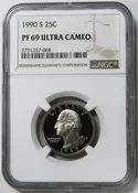 1990 S Washington Quarter NGC PF 69 Ultra Cameo