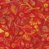 Island Batik / Lumin Fabrics – Forest Flora – 622406355 – Berries and Leaves – Red Candy