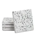 Highland Home Square White Terrazzo Marble Coasters Set Of 4