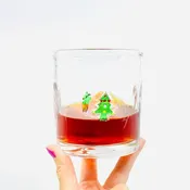 Christmas Tree and Candy Cane Double Old Fashioned Glass