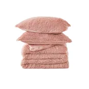3 Piece Plush Reversible Faux Fur Comforter Set
