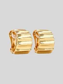 1" Gold Tapered Ribbed Earrings