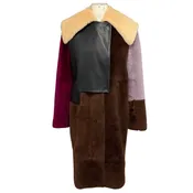3.1 Phillip Lim Burgundy / Lilac / Brown Multi Lamb Shearling Coat
