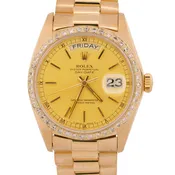 1981 Rolex Day-Date President 18038 Champagne Diamond 18K Yellow Gold 36mm Watch