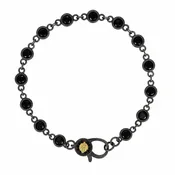 7" Black on Black Bezel Charm Bar Bracelet