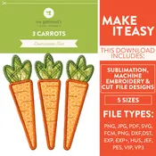 3 Carrots: Embroidery, Cut Files and Sublimation All Included! (Downloadable Design Files)